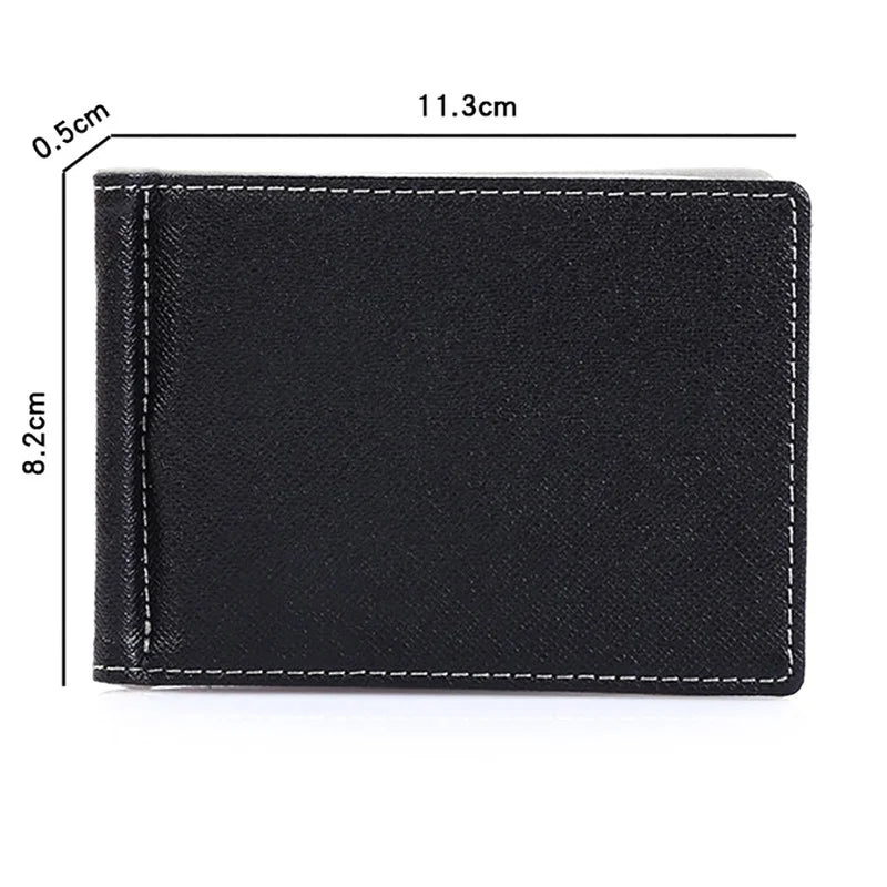 Short PU Leather Men Wallet Money Clip Solid Thin Purses