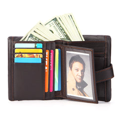 Vintage Cow Leather Wallet Short Splicing Wallet for Men and Women