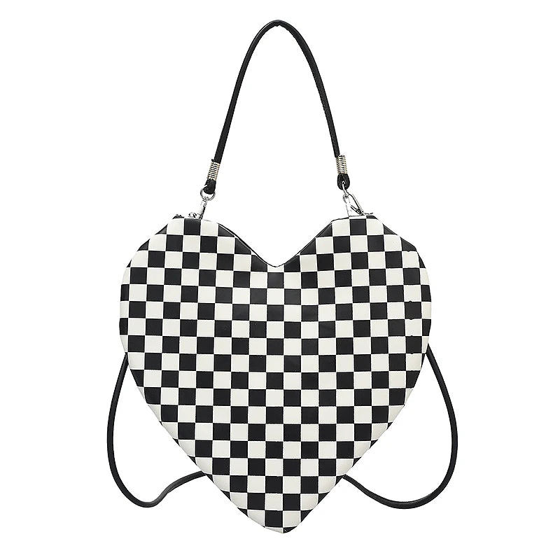 Plaid Shoulder Bag for Women Love Handbag and Purse High Women Armpit Bag