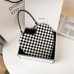 Plaid Shoulder Bag for Women Love Handbag and Purse High Women Armpit Bag
