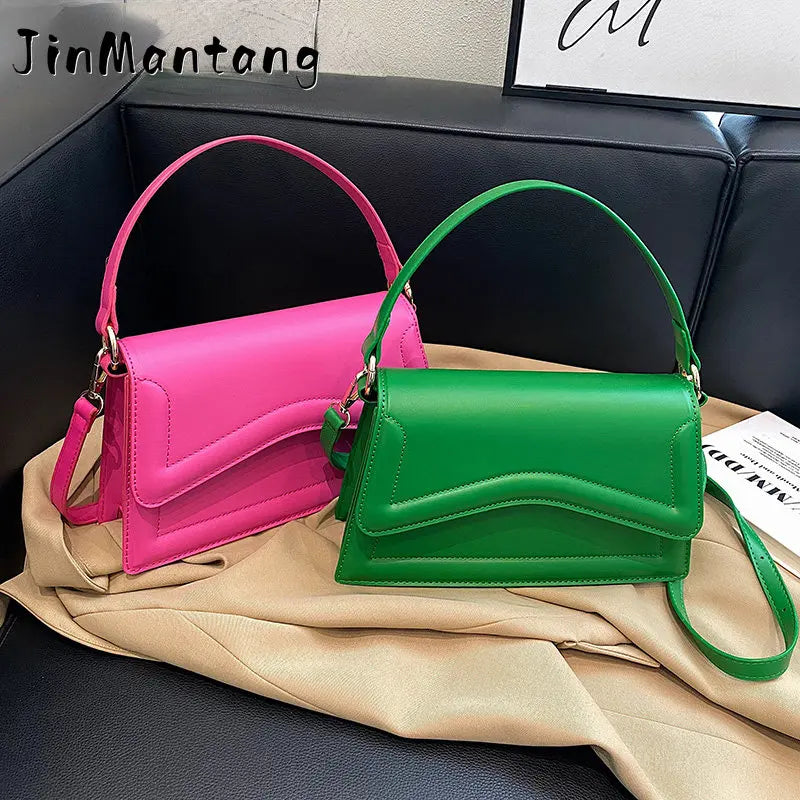 Solid Leather Shoulder Bag Small Handbag And Purse Women's Bag