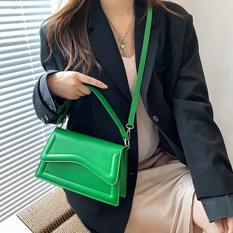 Solid Leather Shoulder Bag Small Handbag And Purse Women's Bag