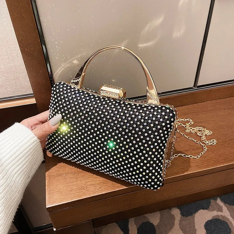 Rhinestone Chain Shoulder Bag Clutch Purse for Women