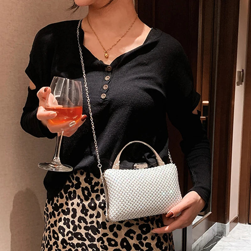 Rhinestone Chain Shoulder Bag Clutch Purse for Women