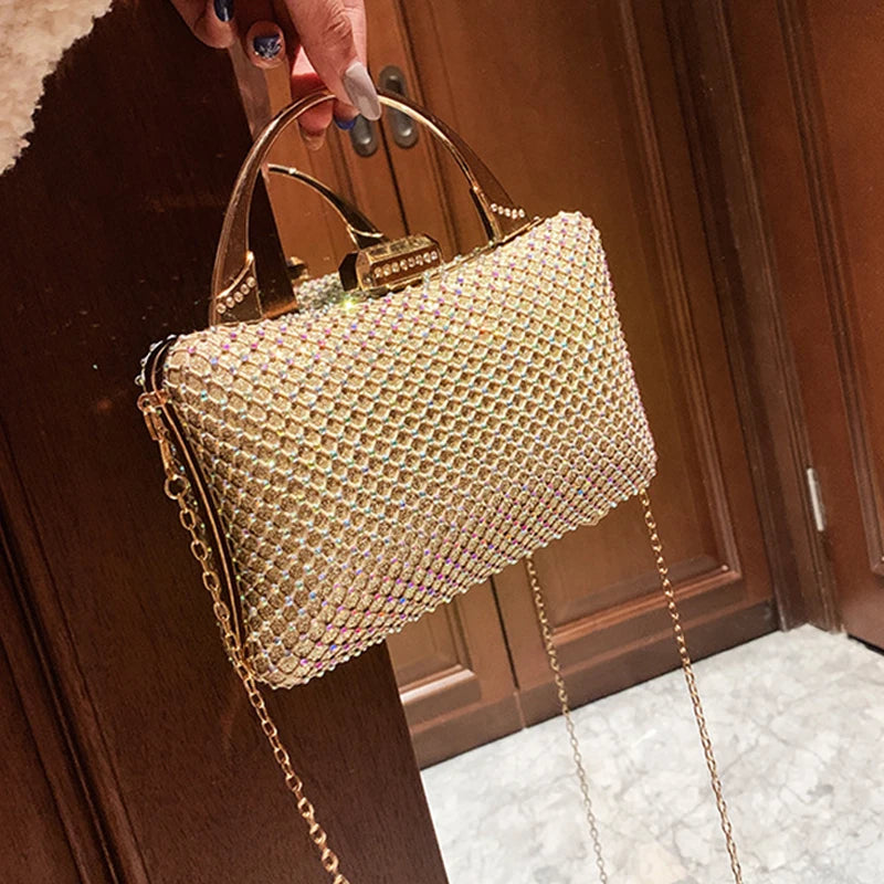 Rhinestone Chain Shoulder Bag Clutch Purse for Women