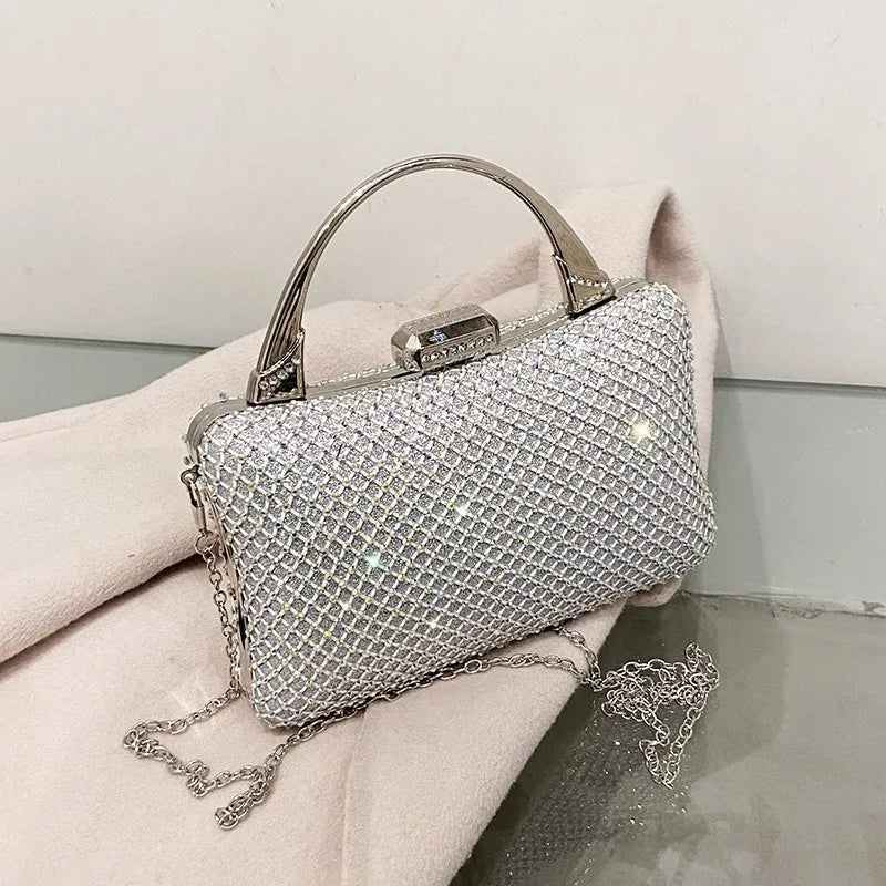 Rhinestone Chain Shoulder Bag Clutch Purse for Women