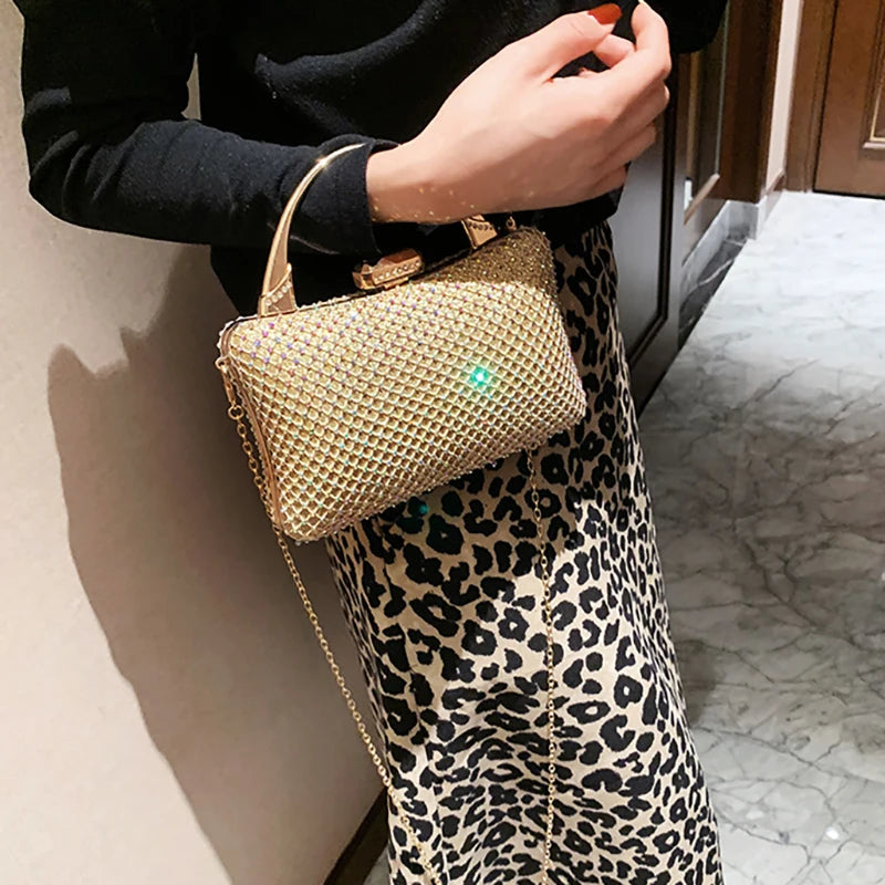 Rhinestone Chain Shoulder Bag Clutch Purse for Women