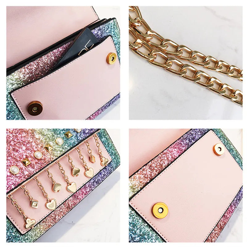 Women's Pearl Chain Crossbody Bag Messenger Bag