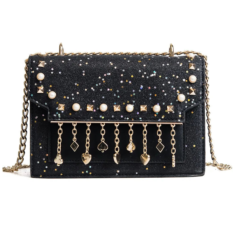 Women's Pearl Chain Crossbody Bag Messenger Bag