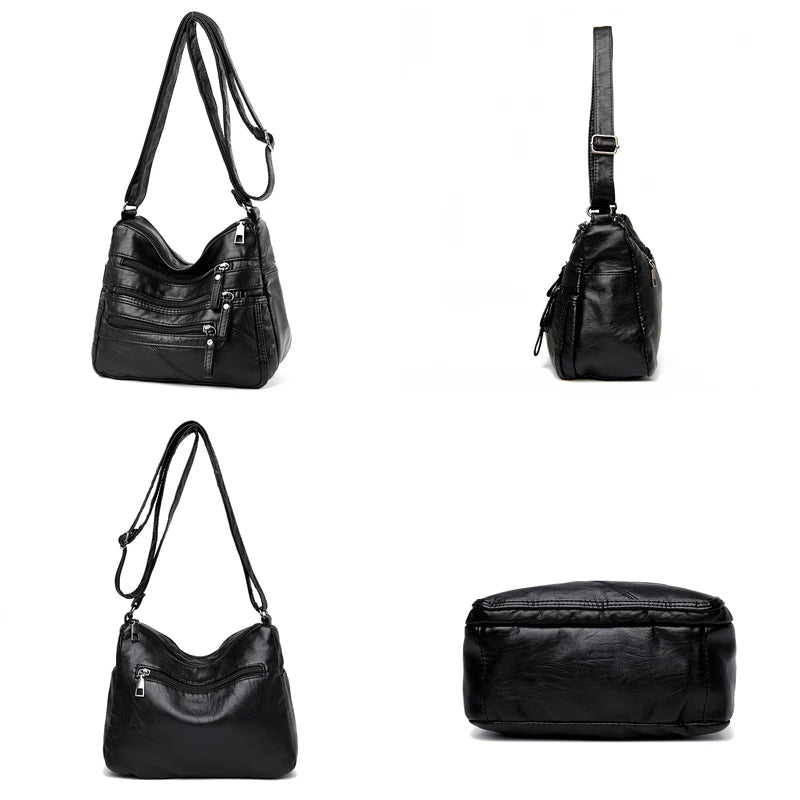 Soft PU Leather Handbags Women Bags Multi-pocket Shoulder Crossbody Bags