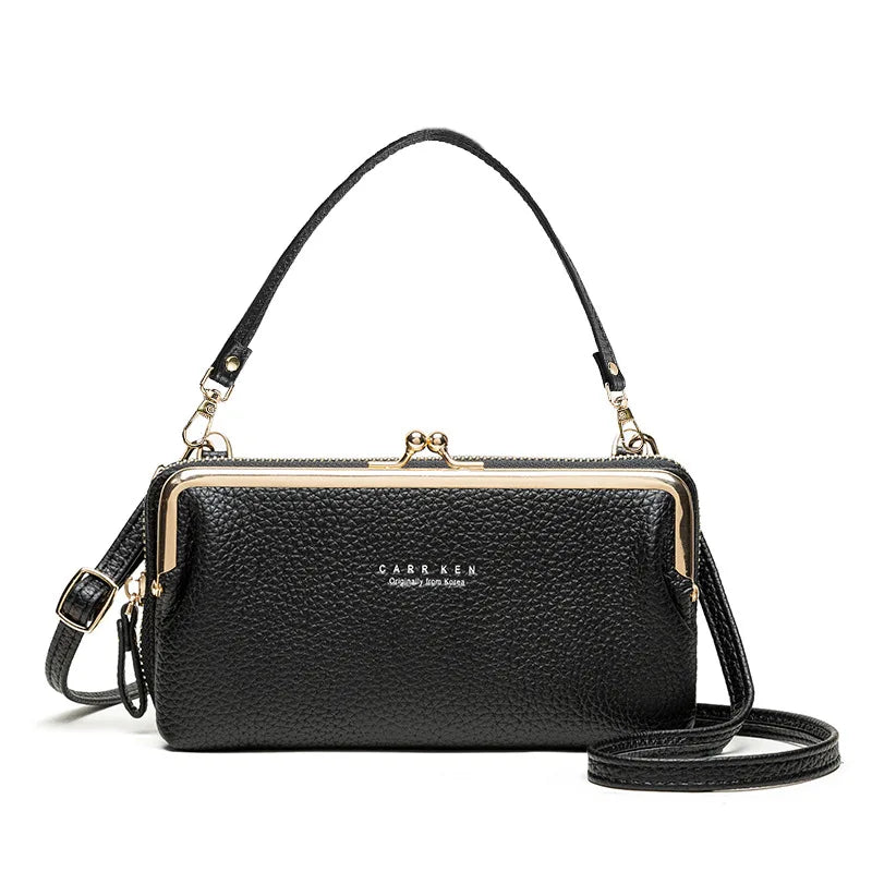 Solid Leather Shoulder Bag Crossbody Bags for Women Purses Handbags