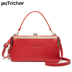 Solid Leather Shoulder Bag Crossbody Bags for Women Purses Handbags