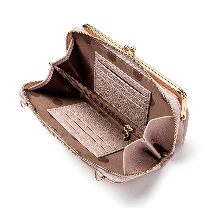 Solid Leather Shoulder Bag Crossbody Bags for Women Purses Handbags