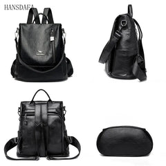 Vintage Leather Women Backpacks School Bags for Teenage Girls