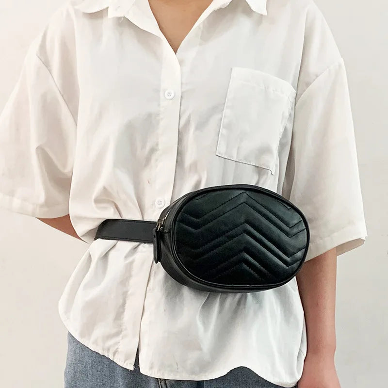 Women's Leather Chest Bag Crossbody Fanny Pack