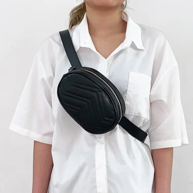 Women's Leather Chest Bag Crossbody Fanny Pack