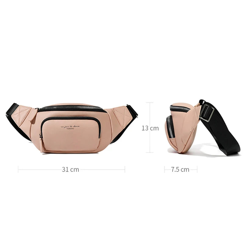 Women PU Leather Belt Crossbody Chest Bag Shoulder Fanny Pack Female Purse
