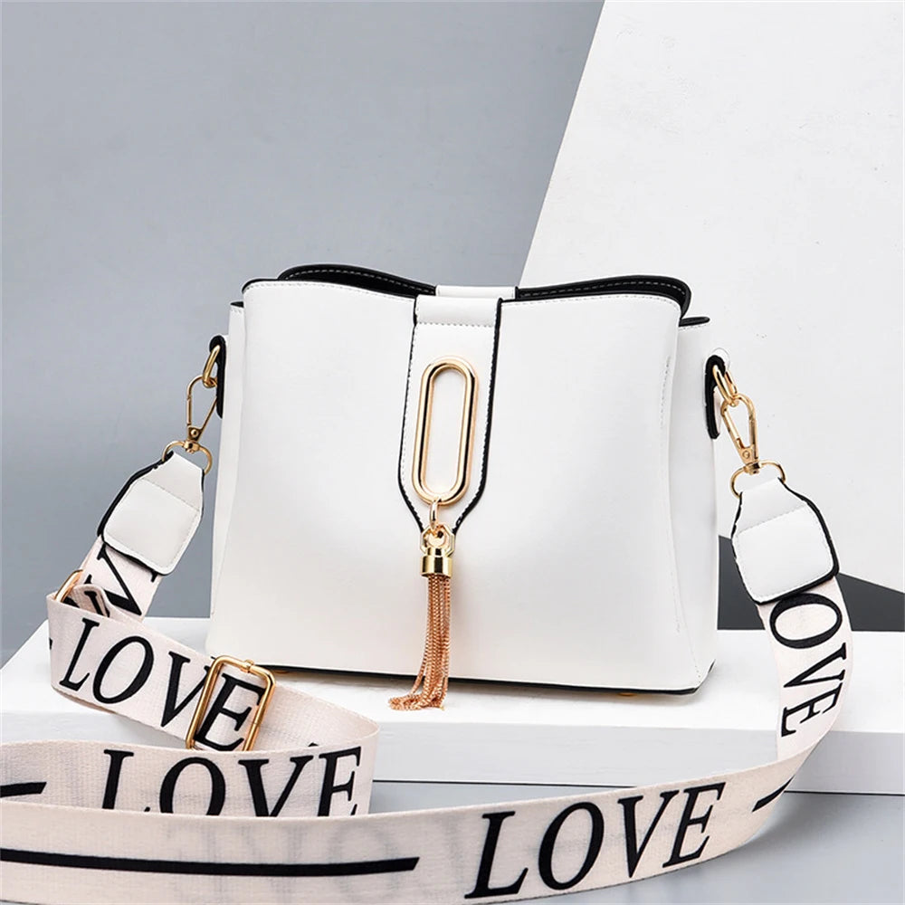 Women Leather Crossbody Messenger Bag Shoulder Bucket Handbags