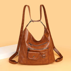 Multifunction Women Leather Backpack Large Capacity Travel Shoulder Bag