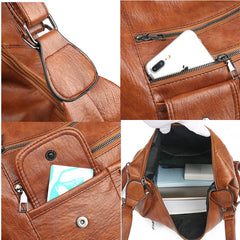 Multifunction Women Leather Backpack Large Capacity Travel Shoulder Bag
