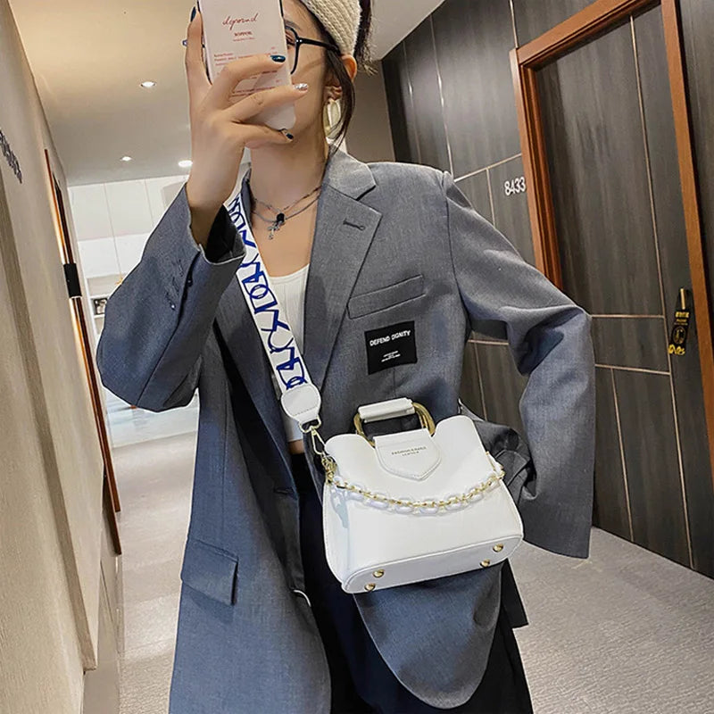 Women's Bucket Handbags High PU Leather Shoulder Crossbody Bags