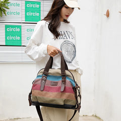 Canvas Patchwork Crossbody Shoulder Bag Women's Messenger Tote Handbag