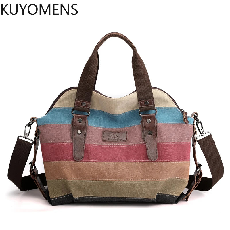 Canvas Patchwork Crossbody Shoulder Bag Women's Messenger Tote Handbag
