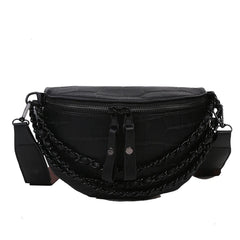 Women's High Leather Waist Bag Chain Crossbody Bags Fanny Pack
