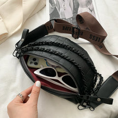 Women's High Leather Waist Bag Chain Crossbody Bags Fanny Pack