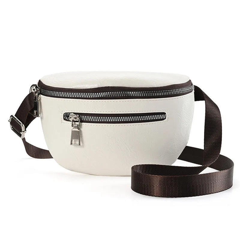 Women's Leather Waist Bag Shoulder Messenger Chest Fanny Pack