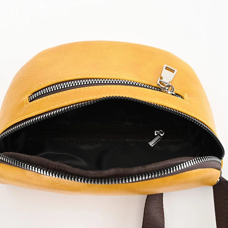Women's Leather Waist Bag Shoulder Messenger Chest Fanny Pack
