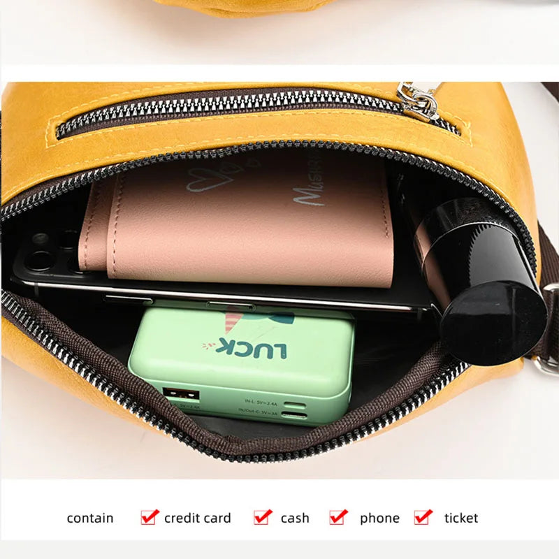 Women's Leather Waist Bag Shoulder Messenger Chest Fanny Pack