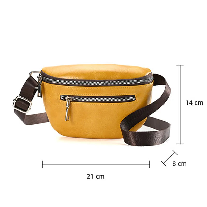 Women's Leather Waist Bag Shoulder Messenger Chest Fanny Pack