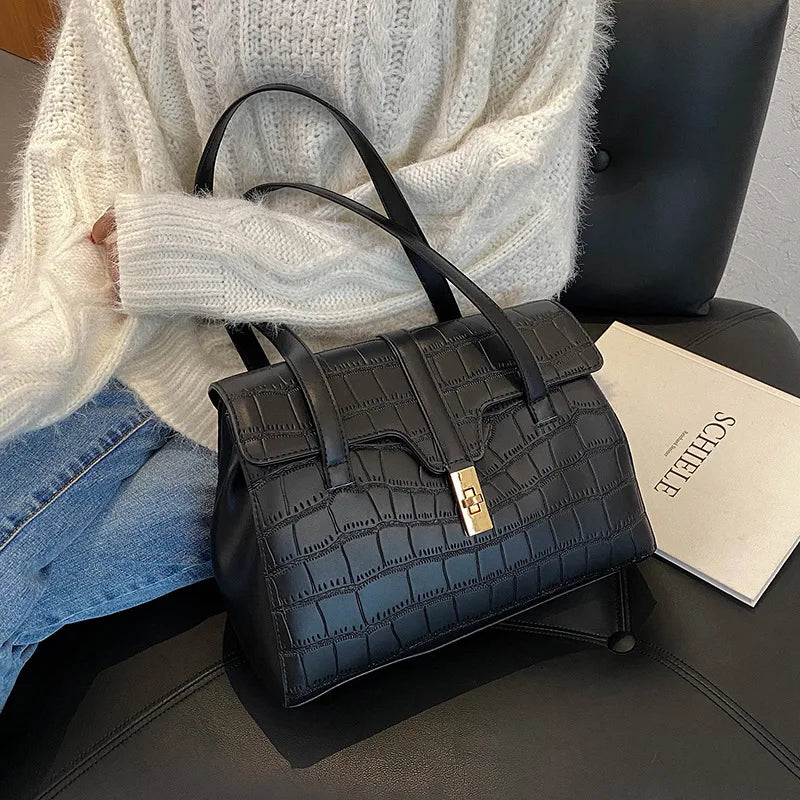 Stone grain Shoulder Bag Winter Female Tote