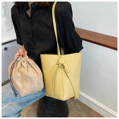 Women Bucket Shoulder Bag Large Capacity PU Leather Handbags and Purse