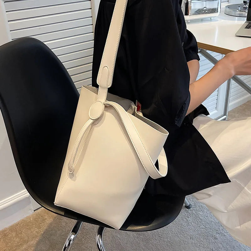 Women Bucket Shoulder Bag Large Capacity PU Leather Handbags and Purse