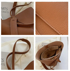 Women Bucket Shoulder Bag Large Capacity PU Leather Handbags and Purse