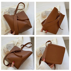 Women Bucket Shoulder Bag Large Capacity PU Leather Handbags and Purse