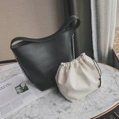 Women Shoulder Bag Chain Bucket Handbags PU Leather Totes Shopping Bag
