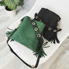 Frosted Leather Bucket Bag Retro Messenger Shoulder Handbag