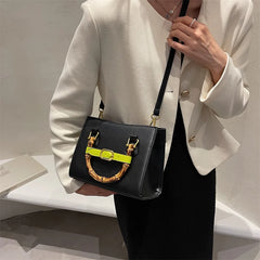 Bamboo Handle Women Handbags Lady Bag Pu Leather Shoulder Crossbody Bag