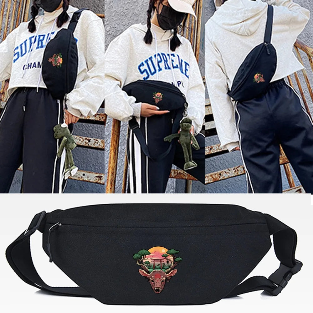 Breakfast Print Waist Bags Men Women Handbag Sport Belt Pouch Shoulder Bag