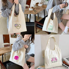 Cartoon Shoulder Bag Canvas Vest Tote Shopping Bags