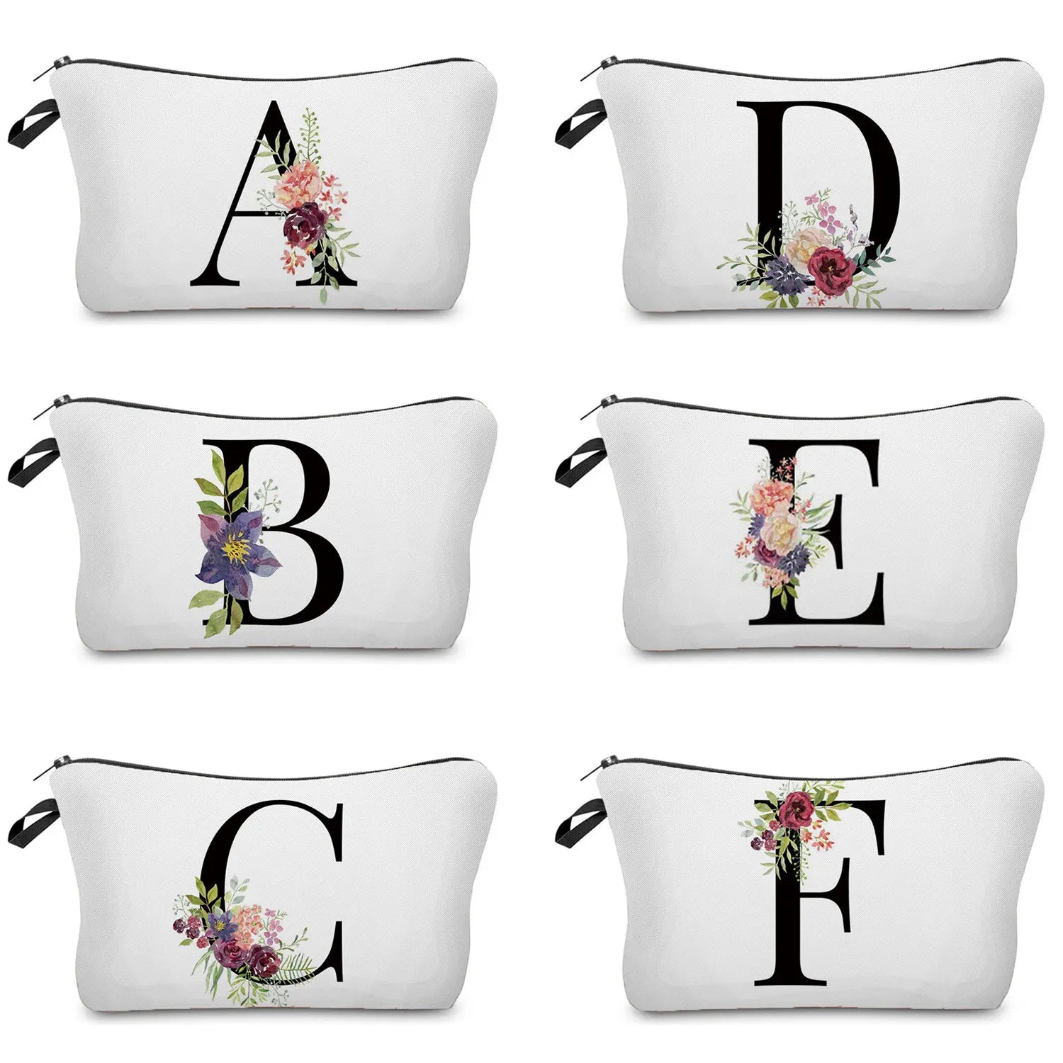 Flower Alphabet Bridesmaid Makeup Bag Cosmetic Gift Women's Bag