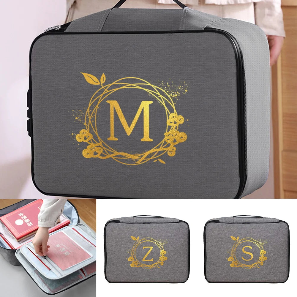 Waterproof Wreath Print Briefcase Handbag Travel Wallet Bag Organizer