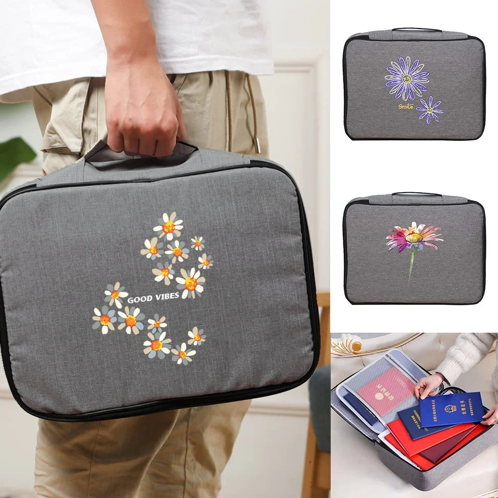 Waterproof Daisy Print File Storage Bag