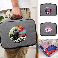 Wave Print Waterproof Documents Organizer Briefcase
