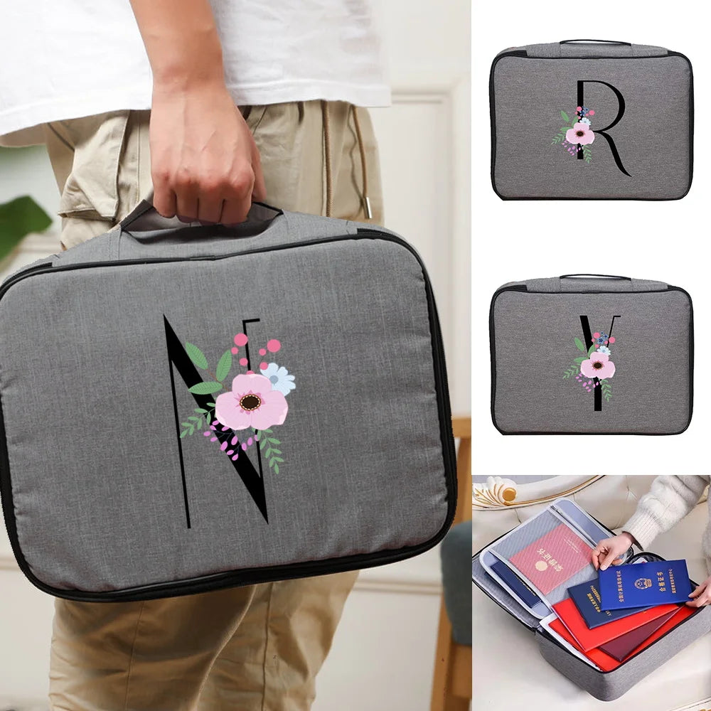 Waterproof Flower Letter Pattern Travel Bag
