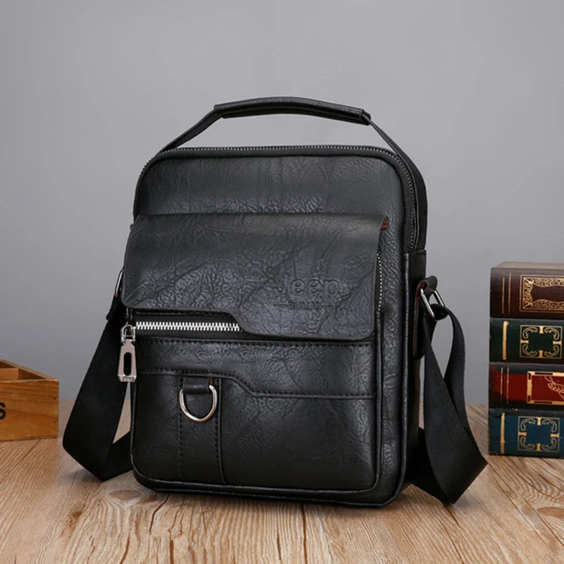 Men's Leather Laptop Briefcase Messenger Bag