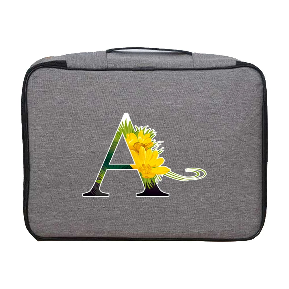 Waterproof Documents Organizer Travel Bag Flower Print Handbag